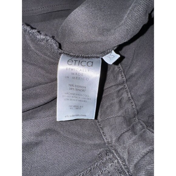 Etica Denim Jumpsuit Women Size XS Janai Moto Black Beauty Cotton Blend Zip-Up - Picture 8 of 8